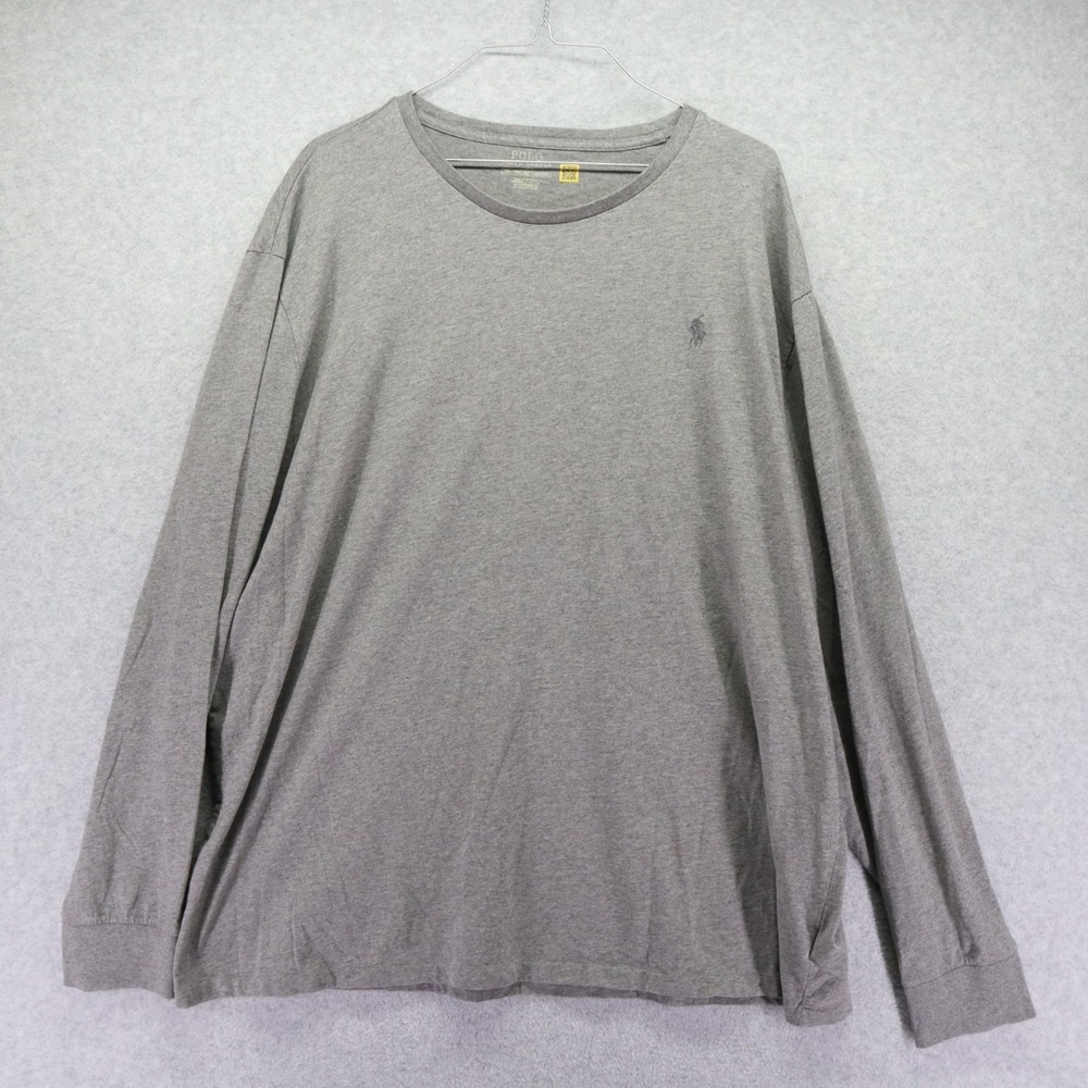 Polo‎ Ralph Lauren T-Shirt Mens XXL Casual Pony Crew Neck Tee Gray Long Sleeve